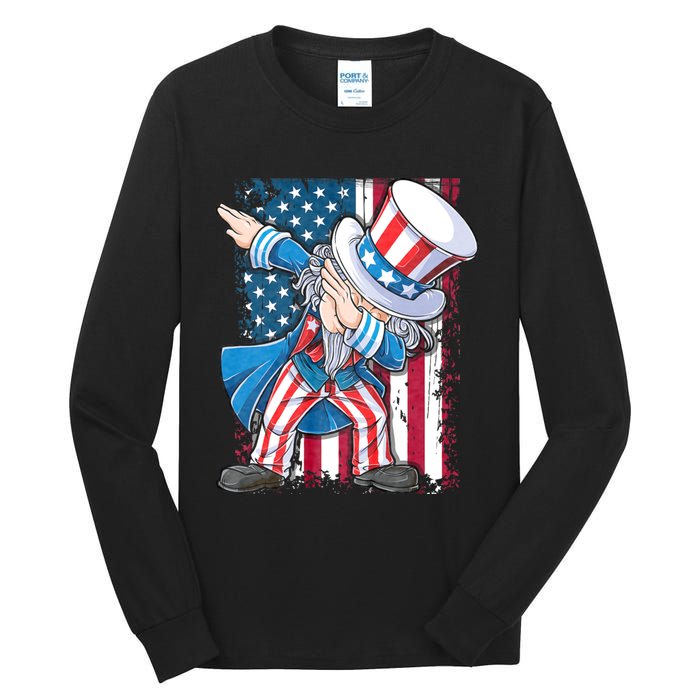 Dabbing Uncle Sam 4th Of July Usa Flag Tall Long Sleeve T-Shirt