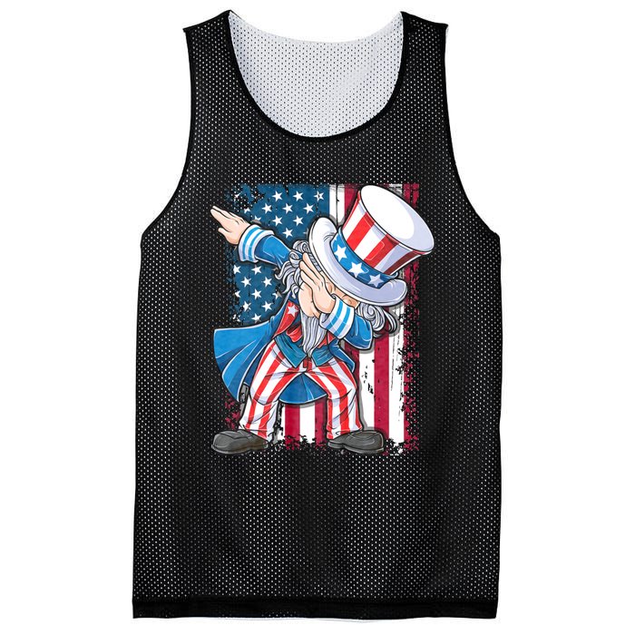 Dabbing Uncle Sam 4th Of July Usa Flag Mesh Reversible Basketball Jersey Tank