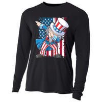 Dabbing Uncle Sam 4th Of July Usa Flag Cooling Performance Long Sleeve Crew