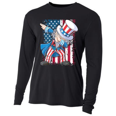 Dabbing Uncle Sam 4th Of July Usa Flag Cooling Performance Long Sleeve Crew