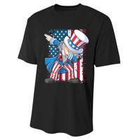 Dabbing Uncle Sam 4th Of July Usa Flag Performance Sprint T-Shirt