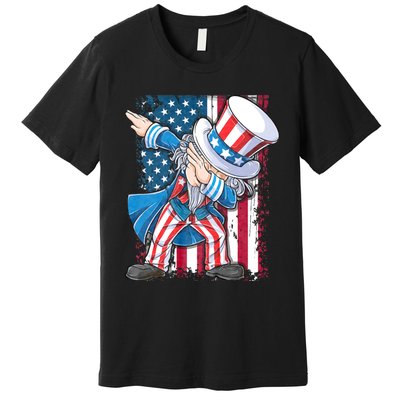 Dabbing Uncle Sam 4th Of July Usa Flag Premium T-Shirt