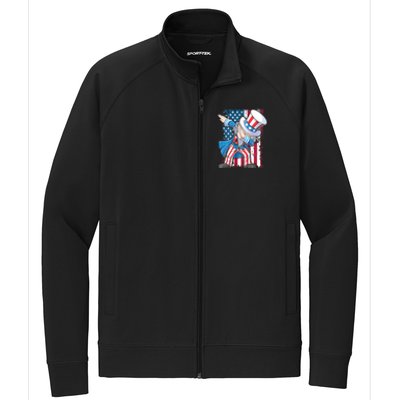 Dabbing Uncle Sam 4th Of July Usa Flag Stretch Full-Zip Cadet Jacket