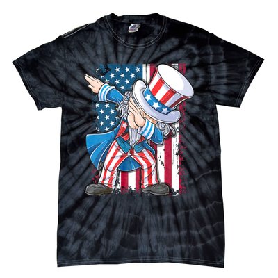 Dabbing Uncle Sam 4th Of July Usa Flag Tie-Dye T-Shirt