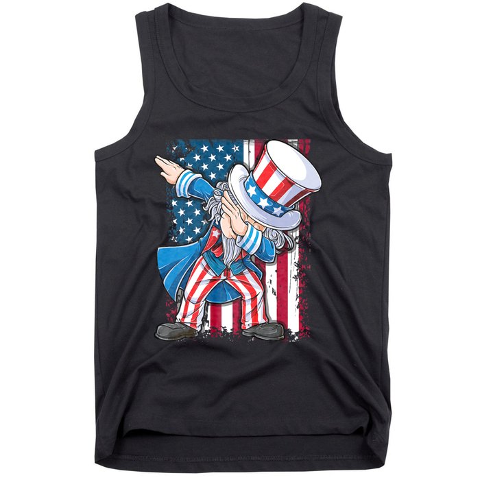 Dabbing Uncle Sam 4th Of July Usa Flag Tank Top