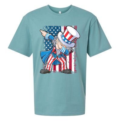 Dabbing Uncle Sam 4th Of July Usa Flag Sueded Cloud Jersey T-Shirt