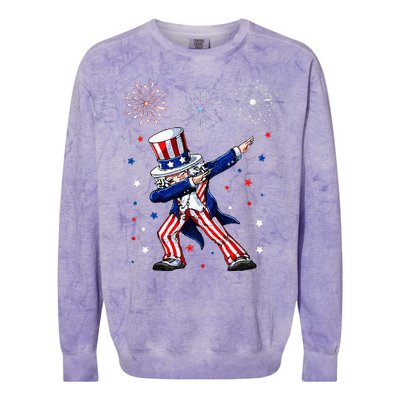 Dabbing Uncle Sam Fireworks 4th of July Funny Colorblast Crewneck Sweatshirt