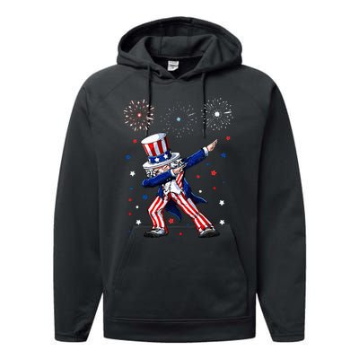 Dabbing Uncle Sam Fireworks 4th of July Funny Performance Fleece Hoodie