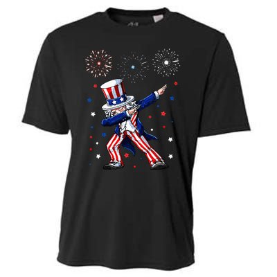 Dabbing Uncle Sam Fireworks 4th of July Funny Cooling Performance Crew T-Shirt