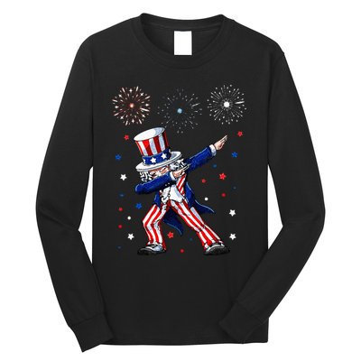 Dabbing Uncle Sam Fireworks 4th of July Funny Long Sleeve Shirt