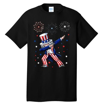 Dabbing Uncle Sam Fireworks 4th of July Funny Tall T-Shirt