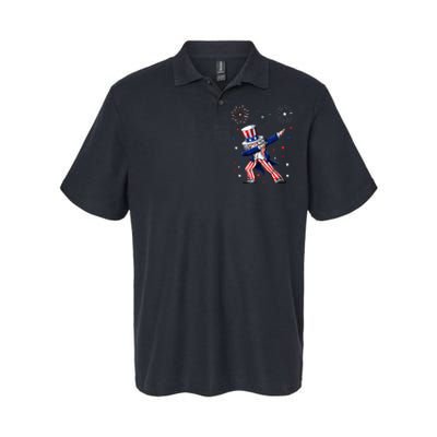 Dabbing Uncle Sam Fireworks 4th of July Funny Softstyle Adult Sport Polo