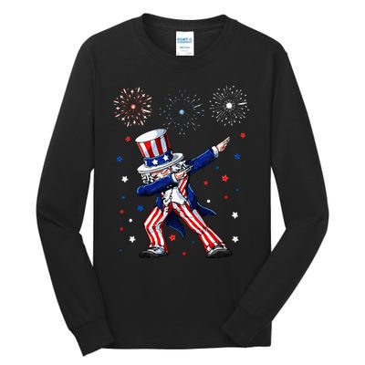 Dabbing Uncle Sam Fireworks 4th of July Funny Tall Long Sleeve T-Shirt