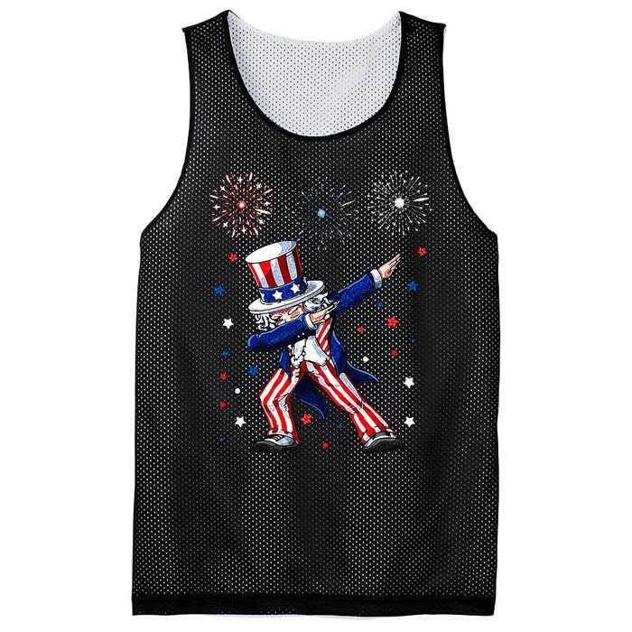 Dabbing Uncle Sam Fireworks 4th of July Funny Mesh Reversible Basketball Jersey Tank