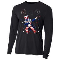 Dabbing Uncle Sam Fireworks 4th of July Funny Cooling Performance Long Sleeve Crew