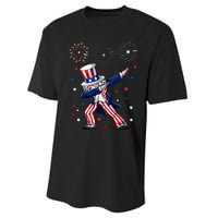 Dabbing Uncle Sam Fireworks 4th of July Funny Performance Sprint T-Shirt