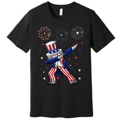 Dabbing Uncle Sam Fireworks 4th of July Funny Premium T-Shirt