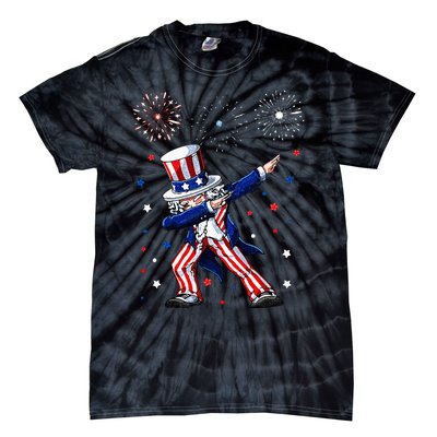 Dabbing Uncle Sam Fireworks 4th of July Funny Tie-Dye T-Shirt