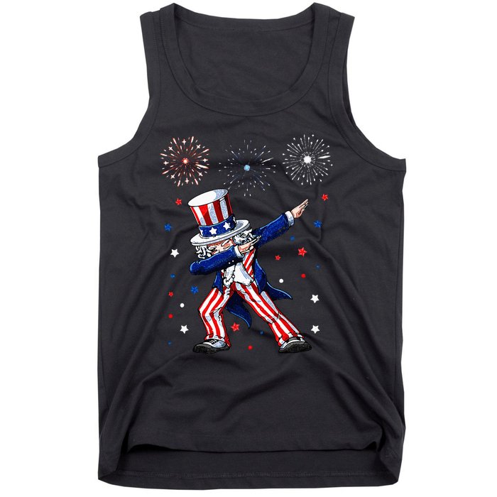 Dabbing Uncle Sam Fireworks 4th of July Funny Tank Top