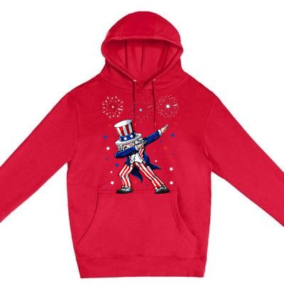 Dabbing Uncle Sam Fireworks 4th of July Funny Premium Pullover Hoodie