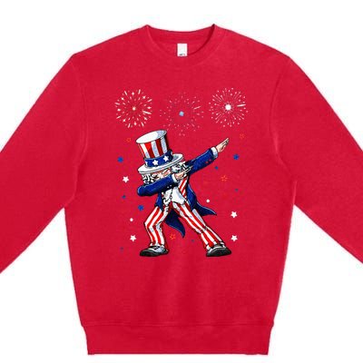 Dabbing Uncle Sam Fireworks 4th of July Funny Premium Crewneck Sweatshirt