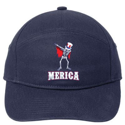 Dabbing Uncle Sam Skeleton Dab For Freedom 4th Of July Skull Great Gift 7-Panel Snapback Hat