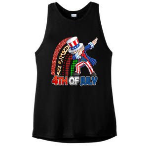 Dabbing Uncle Sam Rainbow 4th Of July Patriotic Gift Ladies PosiCharge Tri-Blend Wicking Tank