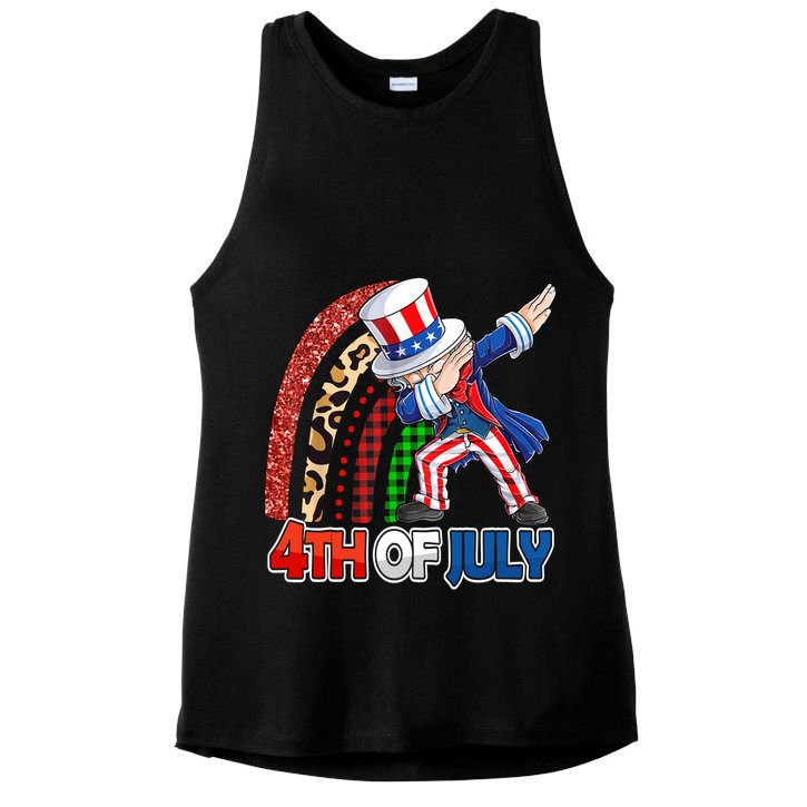 Dabbing Uncle Sam Rainbow 4th Of July Patriotic Gift Ladies PosiCharge Tri-Blend Wicking Tank