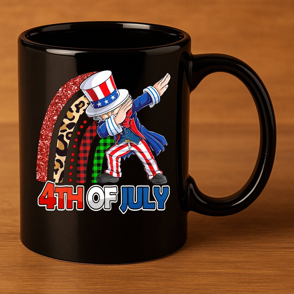Dabbing Uncle Sam Rainbow 4th Of July Patriotic Gift 11oz C Handle Ceramic Mug