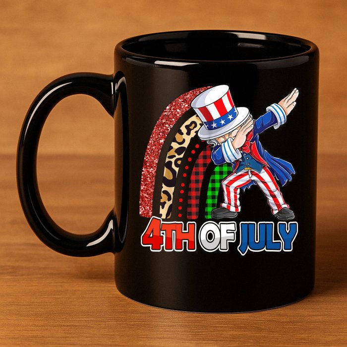 Dabbing Uncle Sam Rainbow 4th Of July Patriotic Gift 11oz C Handle Ceramic Mug