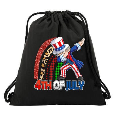 Dabbing Uncle Sam Rainbow 4th Of July Patriotic Gift Drawstring Bag