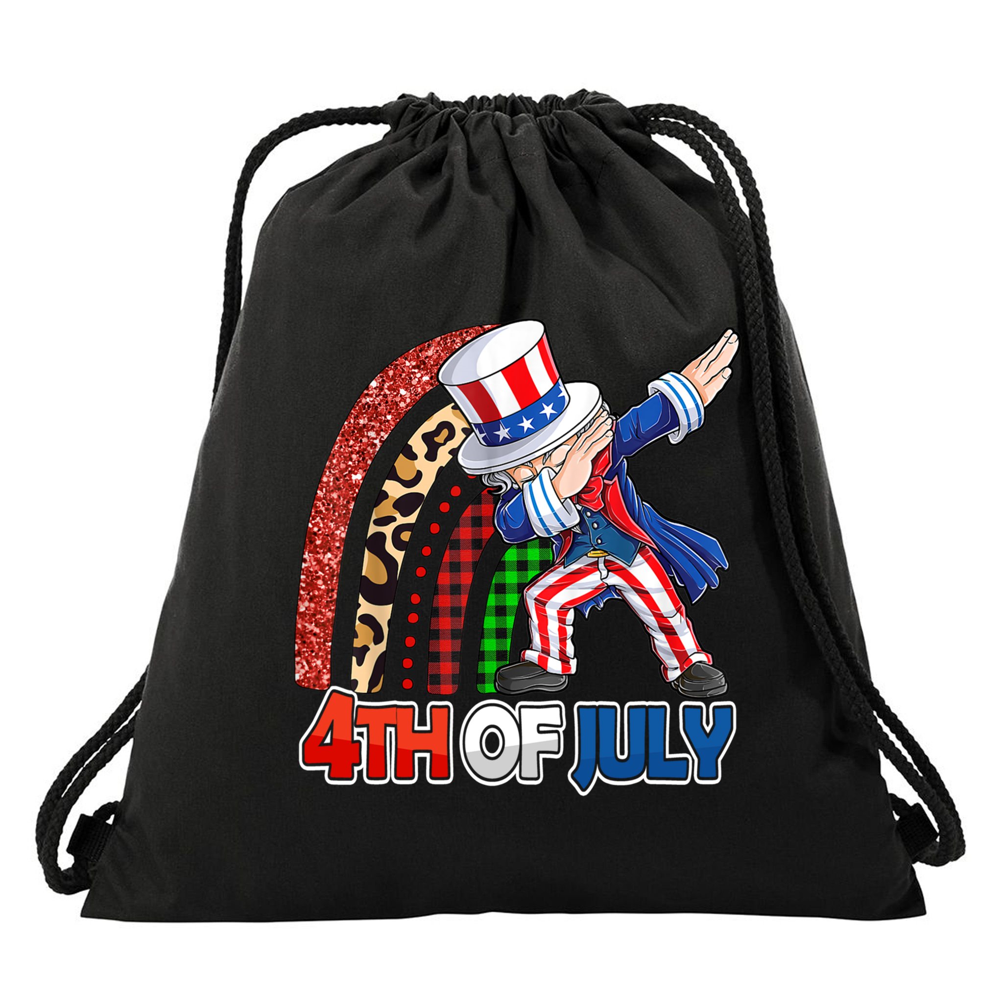 Dabbing Uncle Sam Rainbow 4th Of July Patriotic Gift Drawstring Bag