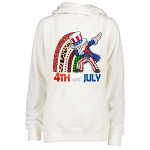 Dabbing Uncle Sam Rainbow 4th Of July Patriotic Gift Womens Funnel Neck Pullover Hood