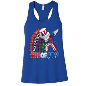 Dabbing Uncle Sam Rainbow 4th Of July Patriotic Gift Women's Racerback Tank