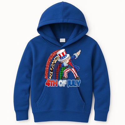 Dabbing Uncle Sam Rainbow 4th Of July Patriotic Gift Kids Hoodie
