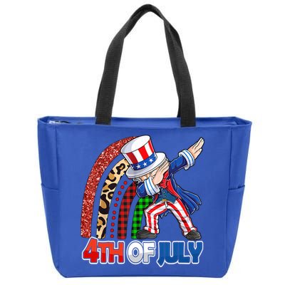 Dabbing Uncle Sam Rainbow 4th Of July Patriotic Gift Zip Tote Bag