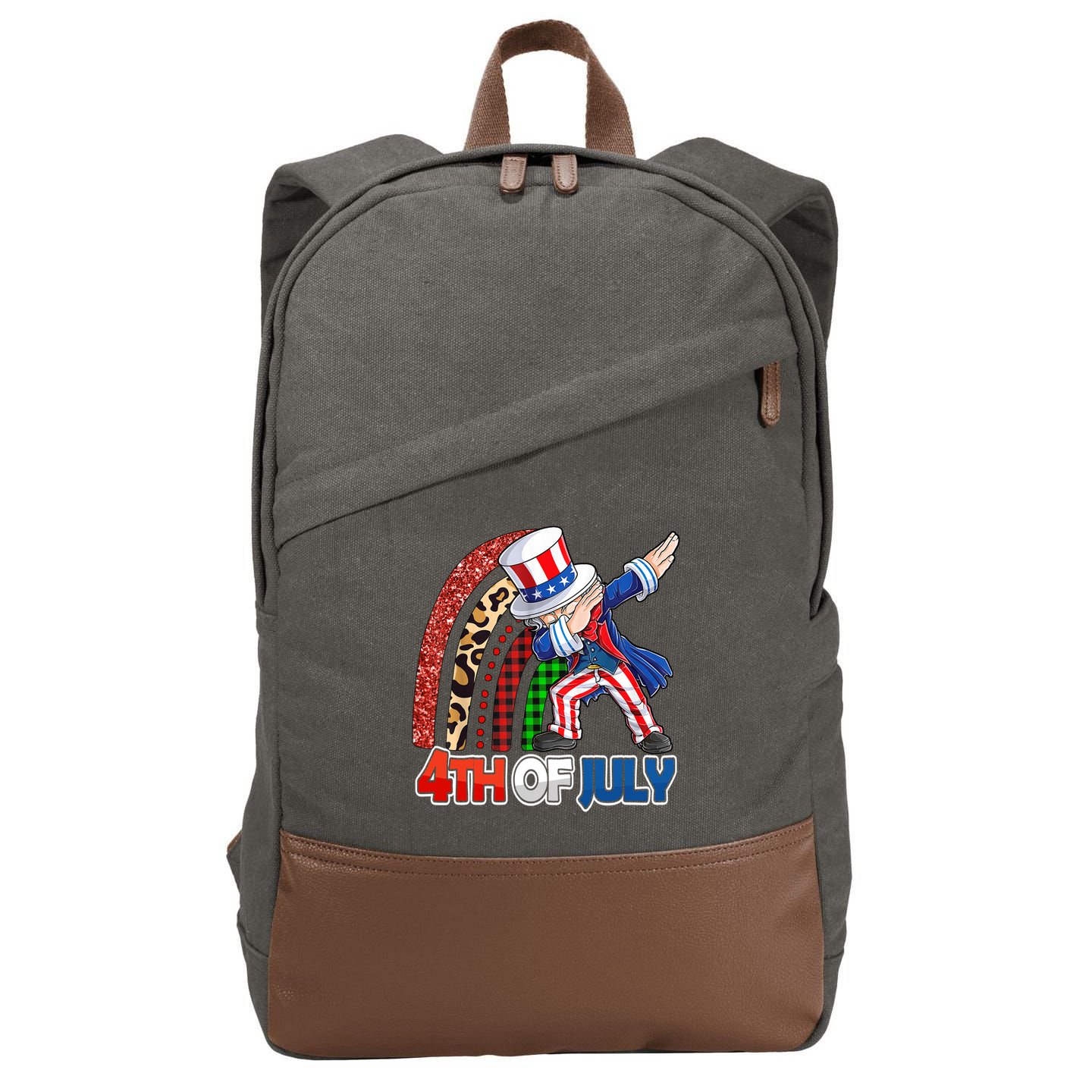 Dabbing Uncle Sam Rainbow 4th Of July Patriotic Gift Cotton Canvas Backpack