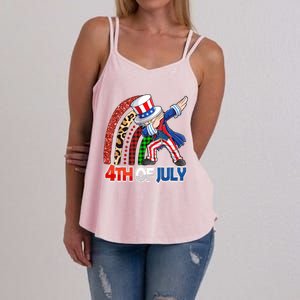 Dabbing Uncle Sam Rainbow 4th Of July Patriotic Gift Women's Strappy Tank