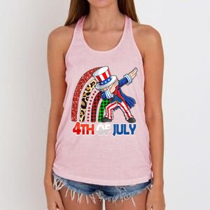 Dabbing Uncle Sam Rainbow 4th Of July Patriotic Gift Women's Knotted Racerback Tank