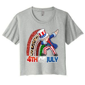 Dabbing Uncle Sam Rainbow 4th Of July Patriotic Gift Women's Crop Top Tee