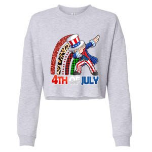 Dabbing Uncle Sam Rainbow 4th Of July Patriotic Gift Cropped Pullover Crew