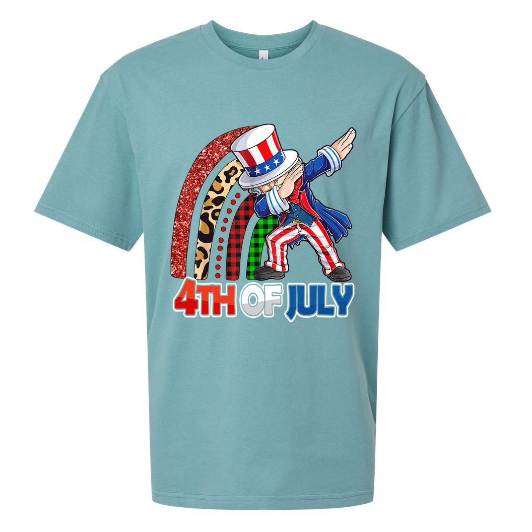 Dabbing Uncle Sam Rainbow 4th Of July Patriotic Gift Sueded Cloud Jersey T-Shirt