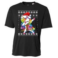 Dabbing Unicorn Santa Sweater Christmas Ugly Kids Girls Womens Cooling Performance Crew T-Shirt