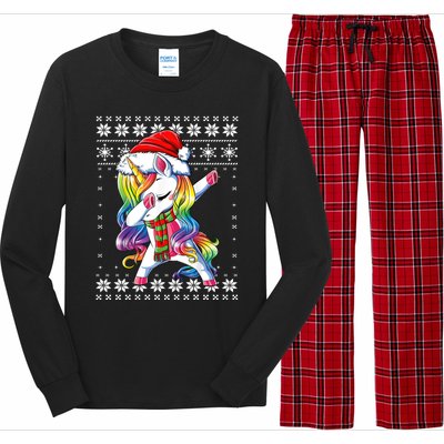 Dabbing Unicorn Santa Sweater Christmas Ugly Kids Girls Womens Long Sleeve Pajama Set