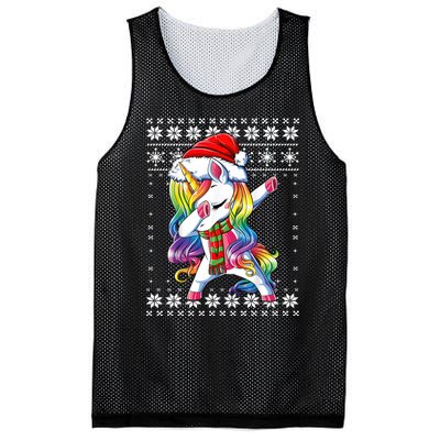 Dabbing Unicorn Santa Sweater Christmas Ugly Kids Girls Womens Mesh Reversible Basketball Jersey Tank