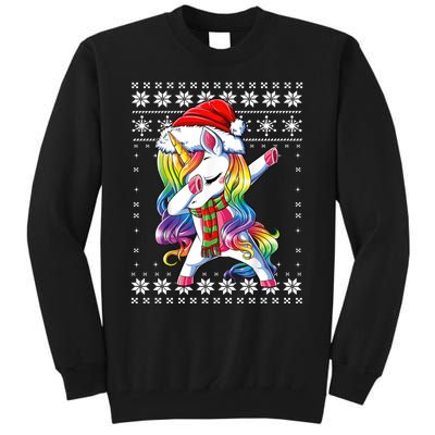 Dabbing Unicorn Santa Sweater Christmas Ugly Kids Girls Womens Tall Sweatshirt