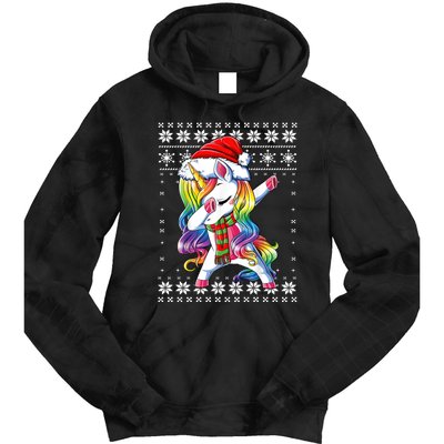 Dabbing Unicorn Santa Sweater Christmas Ugly Kids Girls Womens Tie Dye Hoodie