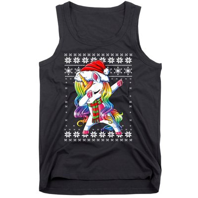 Dabbing Unicorn Santa Sweater Christmas Ugly Kids Girls Womens Tank Top