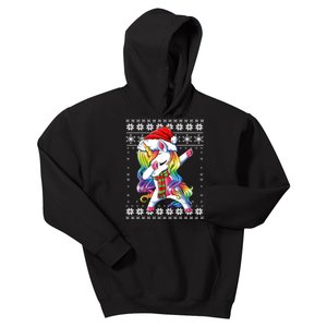 Dabbing Unicorn Santa Sweater Christmas Ugly Kids Girls Womens Kids Hoodie