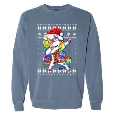 Dabbing Unicorn Santa Sweater Christmas Ugly Kids Girls Womens Garment-Dyed Sweatshirt